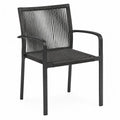 Chaise extérieure en corde noire et aluminium