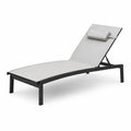 Chilienne en aluminium ajustable avec coussin et structure noire