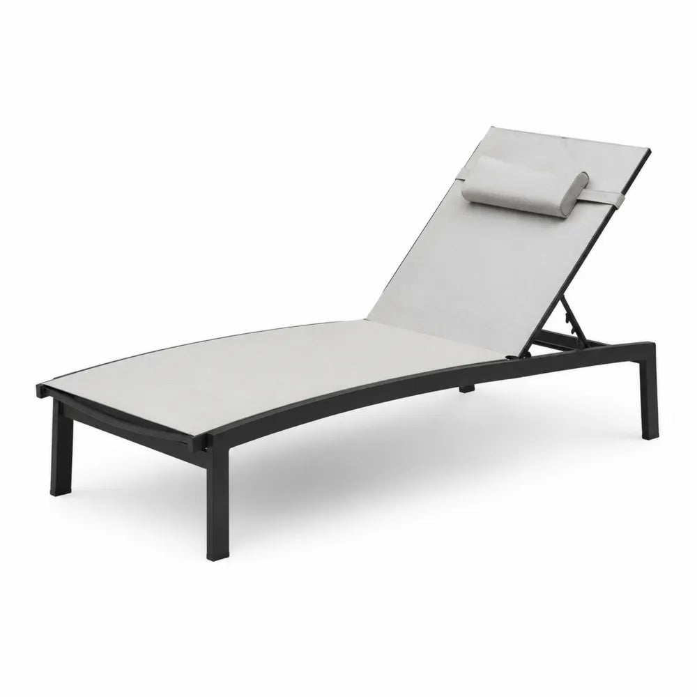 Chilienne en aluminium ajustable avec coussin et structure noire
