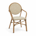 Chaise en rotin synthétique beige avec dossier rond