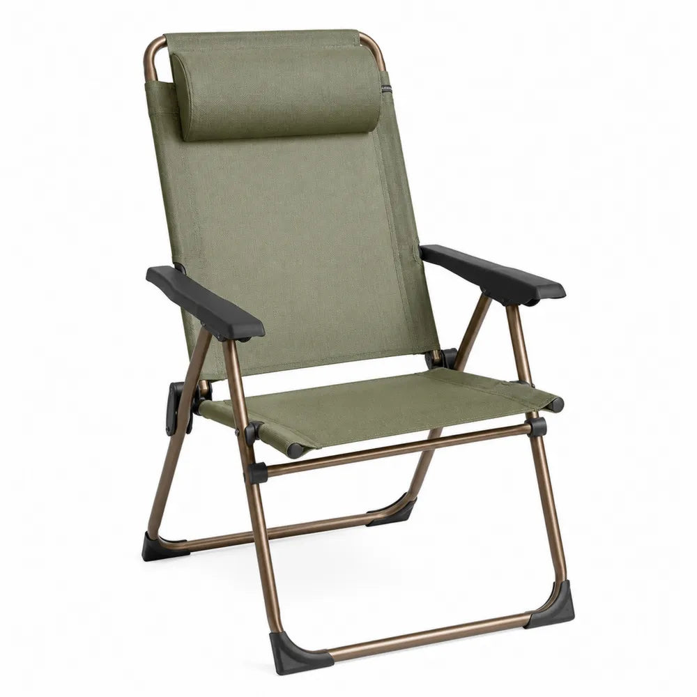 Chaise pliable en aluminium avec accoudoirs, vert
