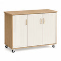 Meuble de rangement en bois avec portes MDF sur roulettes