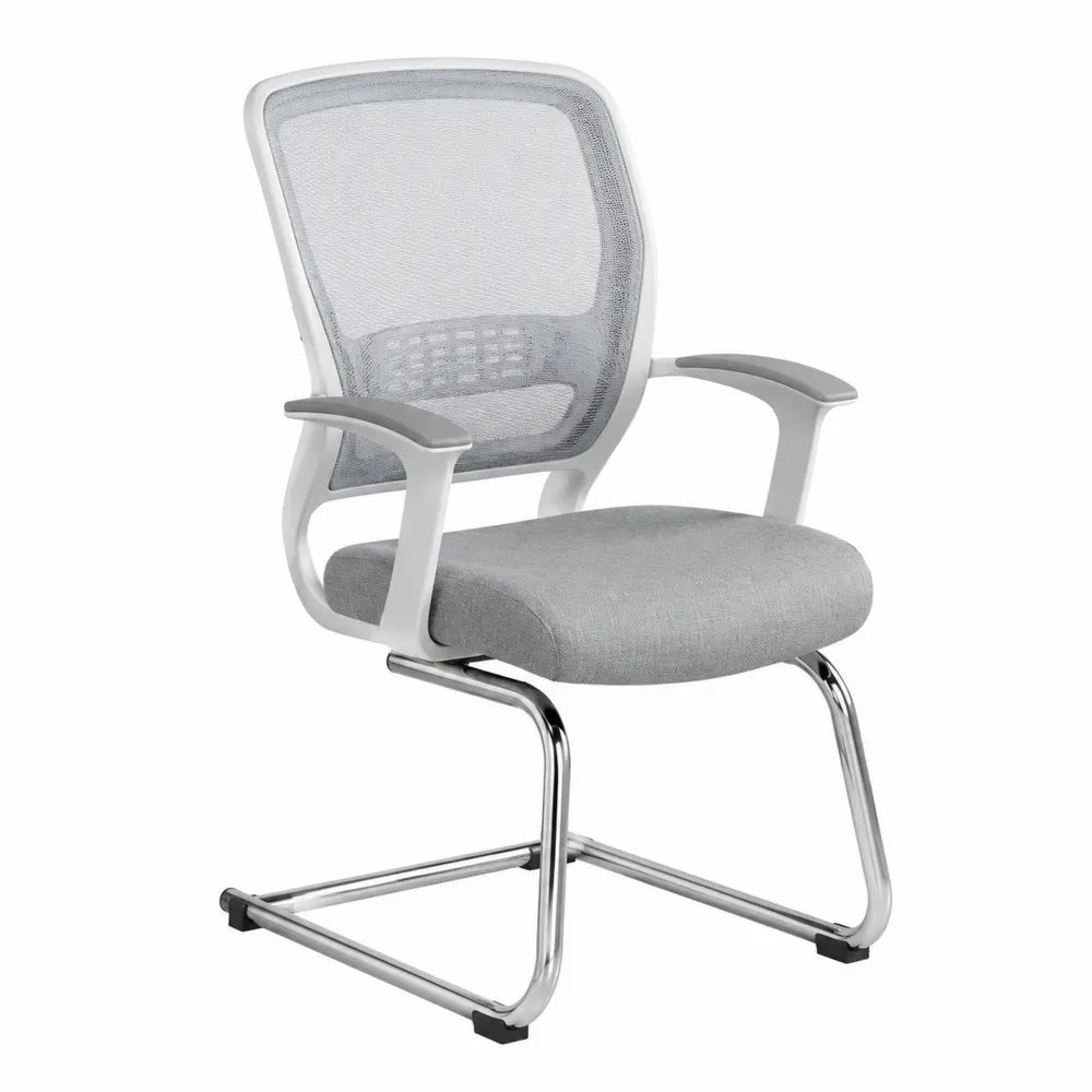Chaise de bureau en métal et maille polyester gris/blanc