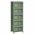 Armoire de rangement en plastique à 5 tiroirs avec roulettes, vert