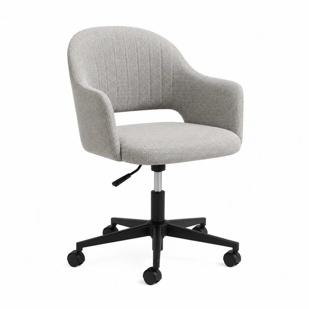 Chaise de bureau en tissu gris clair, pivotante et réglable