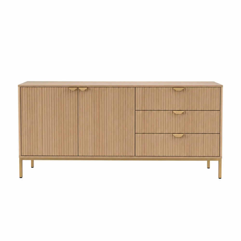 Buffet en bois avec portes et tiroirs 180x45x75 cm